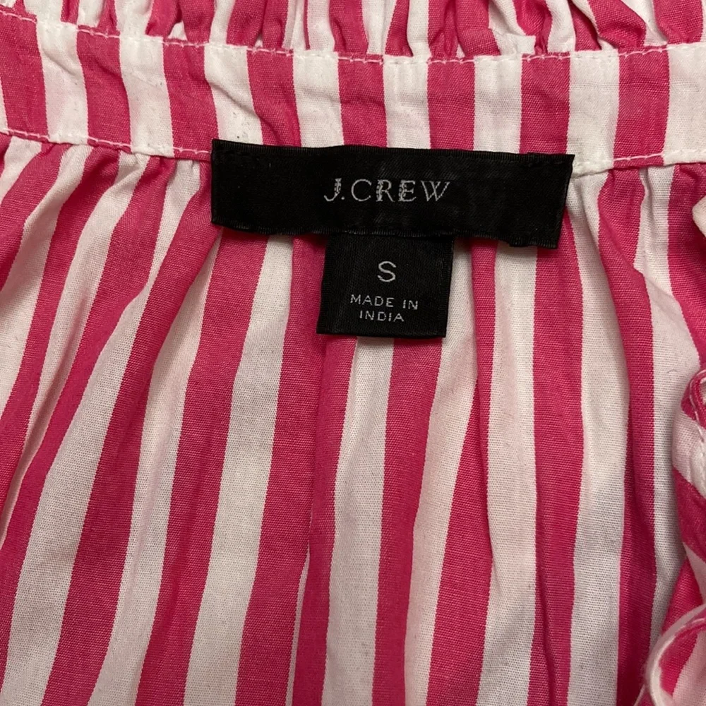 J Crew Smocked-cuff popover top in Pink and White stripe Size S